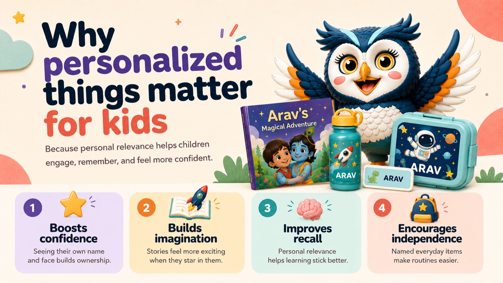 Why personalized products matter for kids: they can boost confidence, build imagination, improve recall, and encourage independence